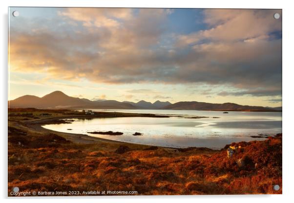 Cuillin Sunset Lusa Bay Isle of Skye Scotland. Acrylic by Barbara Jones