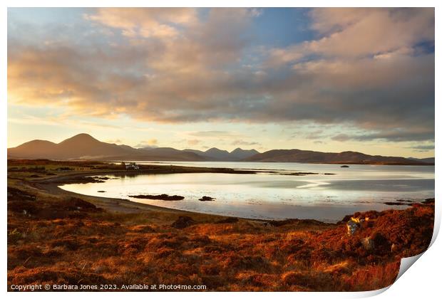 Cuillin Sunset Lusa Bay Isle of Skye Scotland. Print by Barbara Jones