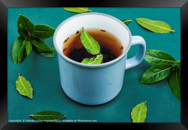 Bay leaf herbal tea in mug Framed Print by Mykola Lunov Mykola