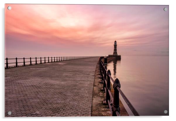 Roker Pier Sunrise Sunderland Acrylic by Tim Hill