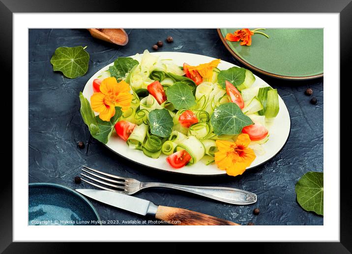 Tasty veggie salad with nasturtium Framed Mounted Print by Mykola Lunov Mykola