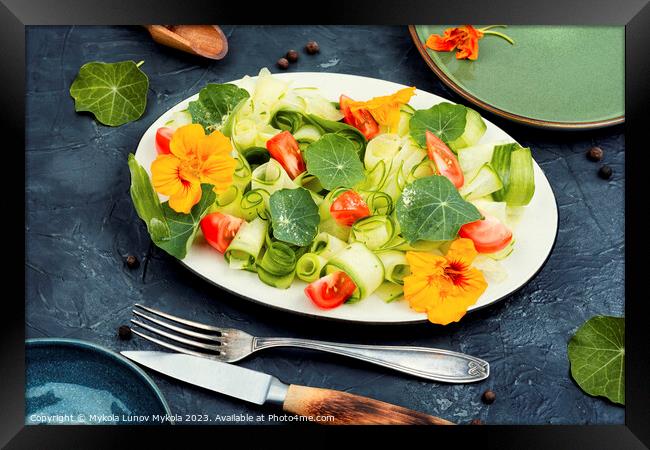 Tasty veggie salad with nasturtium Framed Print by Mykola Lunov Mykola