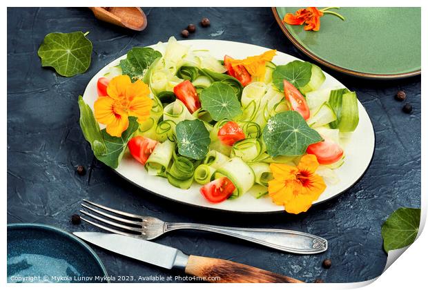 Tasty veggie salad with nasturtium Print by Mykola Lunov Mykola
