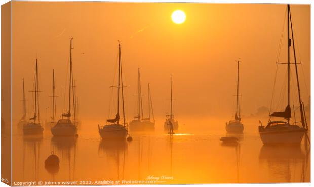 Golden Sunrise Boats River Crouch Essex Canvas Print by johnny weaver