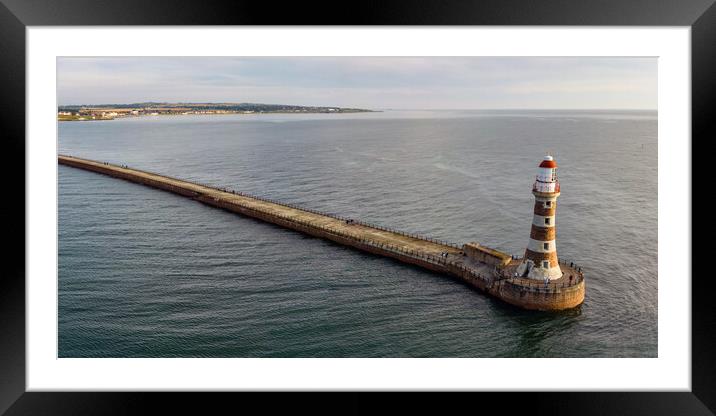 Roker Lighthouse Framed Mounted Print by Apollo Aerial Photography