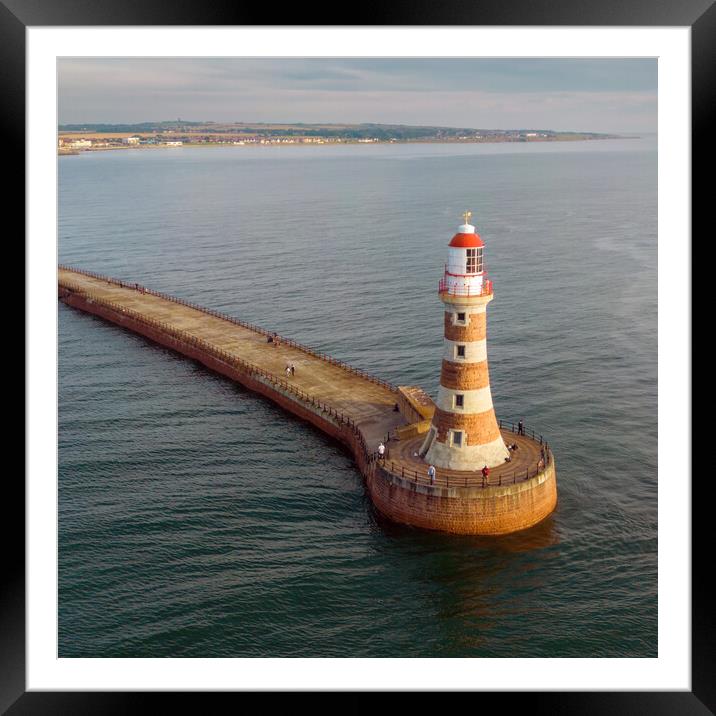 Roker Pier Lighthouse Framed Mounted Print by Apollo Aerial Photography