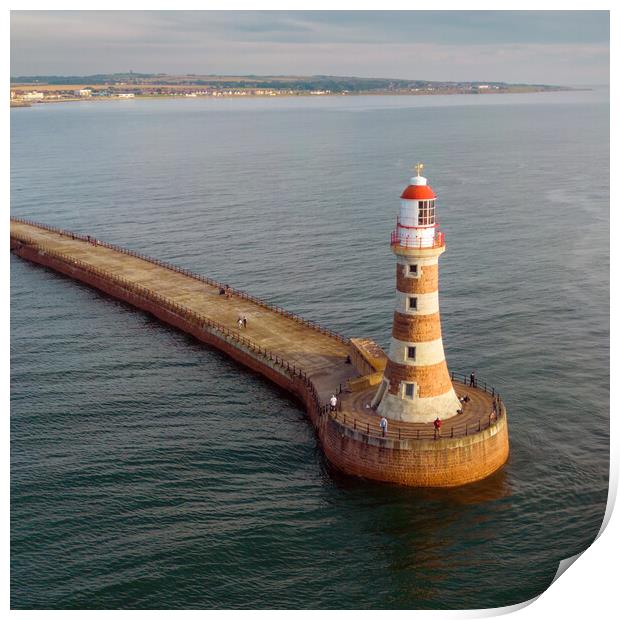 Roker Pier Lighthouse Print by Apollo Aerial Photography