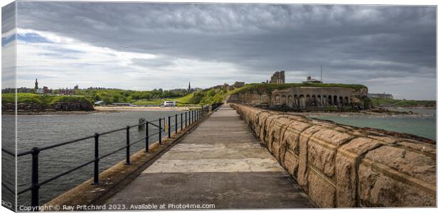 Looking Back Along Tynemouth Pier  Canvas Print by Ray Pritchard