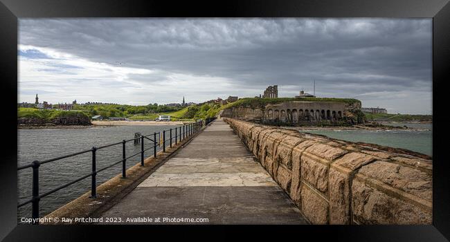Looking Back Along Tynemouth Pier  Framed Print by Ray Pritchard