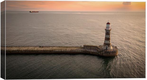 Roker Pier Sunset Canvas Print by Apollo Aerial Photography