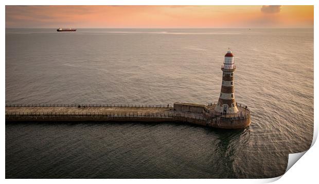 Roker Pier Sunset Print by Apollo Aerial Photography