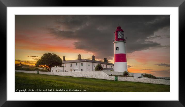 Sunset At Souter Lighthouse Framed Mounted Print by Ray Pritchard