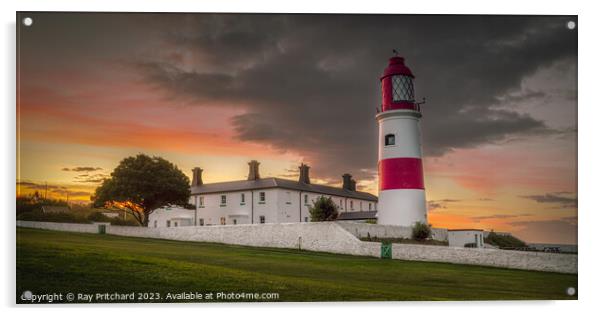 Sunset At Souter Lighthouse Acrylic by Ray Pritchard