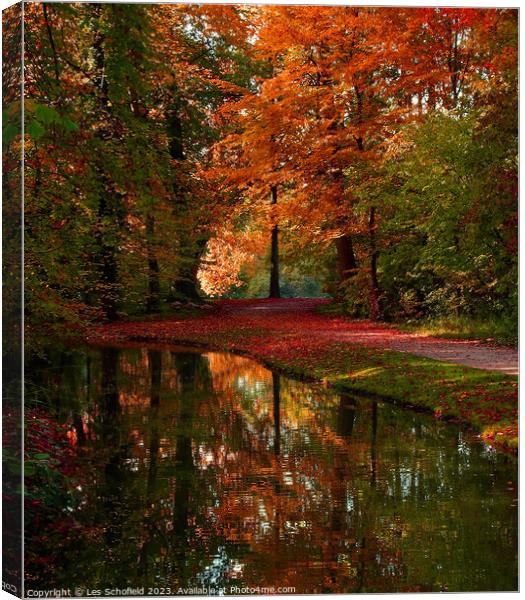 Autumn Reflection Canvas Print by Les Schofield