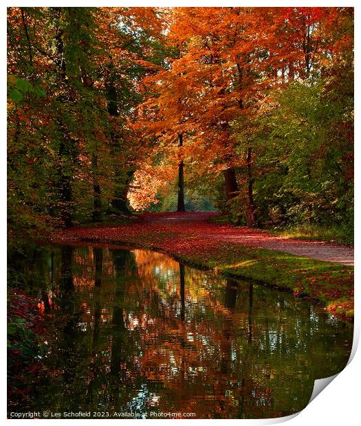 Autumn Reflection Print by Les Schofield
