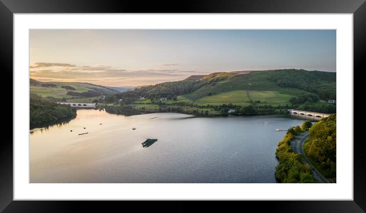 Ladybower At Sunset Framed Mounted Print by Apollo Aerial Photography