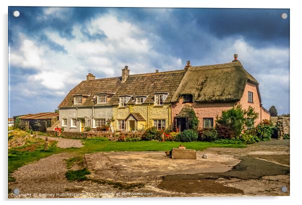 Cottages at Porlock Weir Acrylic by Rodney Hutchinson