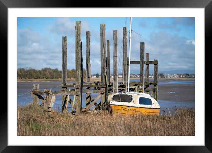 Yellow Boat on the banks of the River Wyre Framed Mounted Print by Gary Kenyon