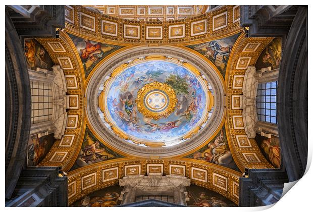 Pieta Chapel Dome In St Peter Basilica In Vatican Print by Artur Bogacki