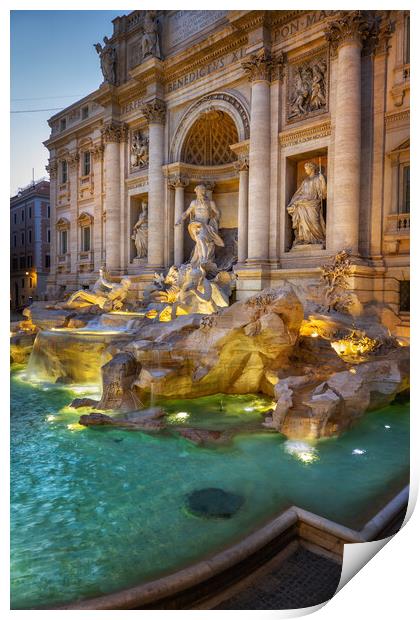 Evening At The Trevi Fountain In Rome Print by Artur Bogacki