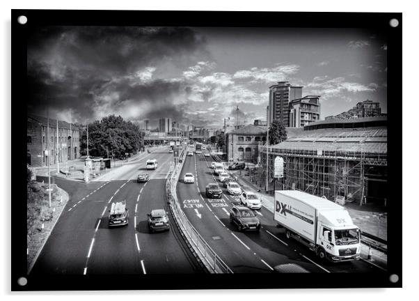 Leaving the City - Leeds Acrylic by Glen Allen