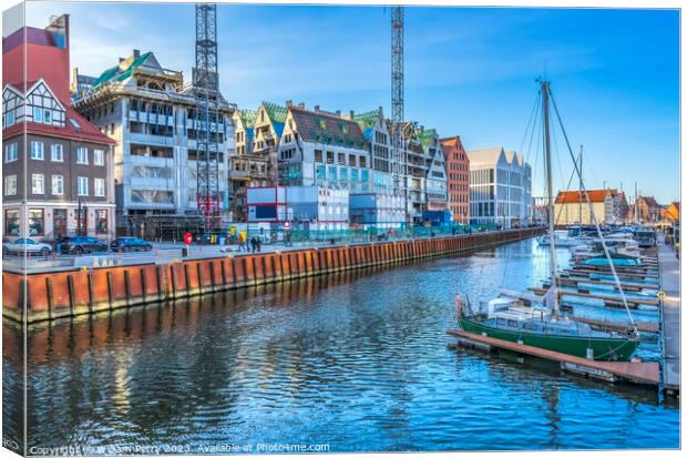 Colorful Inner Harbor Port Motlawa River Gdansk Poland Canvas Print by William Perry