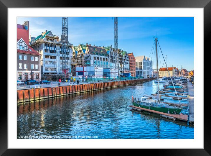 Colorful Inner Harbor Port Motlawa River Gdansk Poland Framed Mounted Print by William Perry