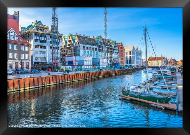 Colorful Inner Harbor Port Motlawa River Gdansk Poland Framed Print by William Perry