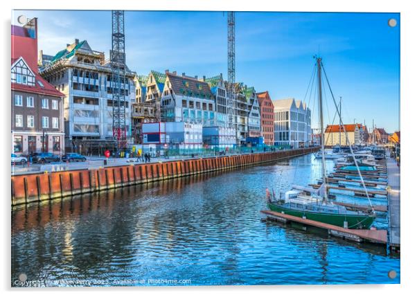 Colorful Inner Harbor Port Motlawa River Gdansk Poland Acrylic by William Perry