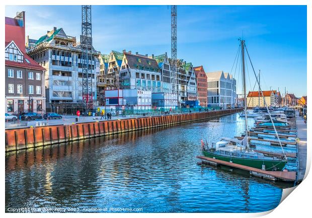 Colorful Inner Harbor Port Motlawa River Gdansk Poland Print by William Perry