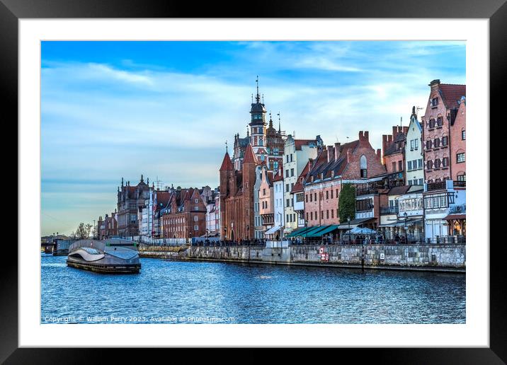 Colorful Boat Historic Inner Harbor Port Motlawa River Gdansk Po Framed Mounted Print by William Perry