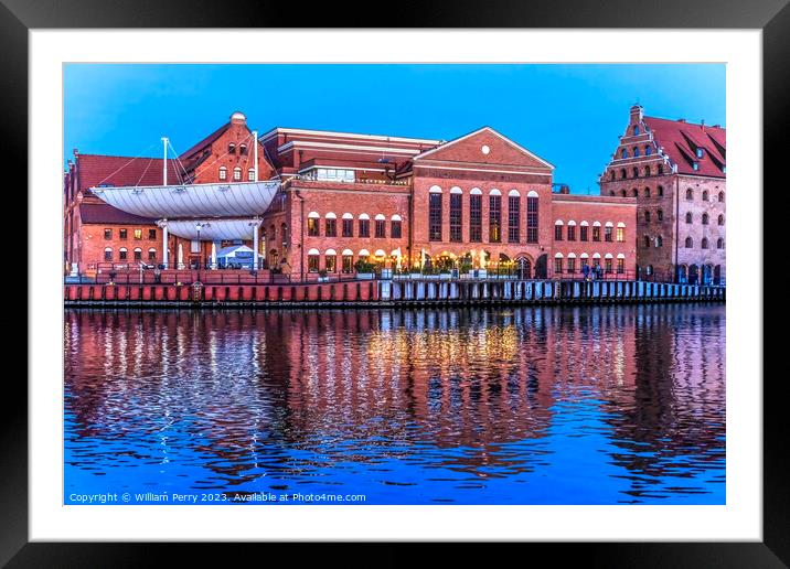 Colorful Polish Baltic Chopin Philharmonic Inner Harbor Port Gda Framed Mounted Print by William Perry