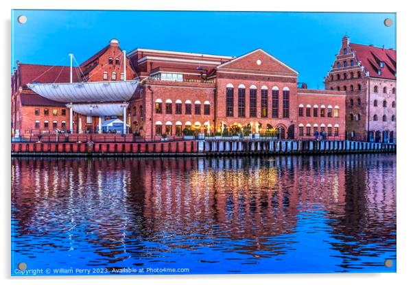 Colorful Polish Baltic Chopin Philharmonic Inner Harbor Port Gda Acrylic by William Perry