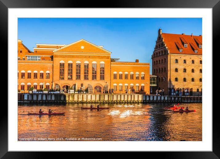 Colorful Red Canoes Inner Harbor Port Motlawa River Gdansk Polan Framed Mounted Print by William Perry
