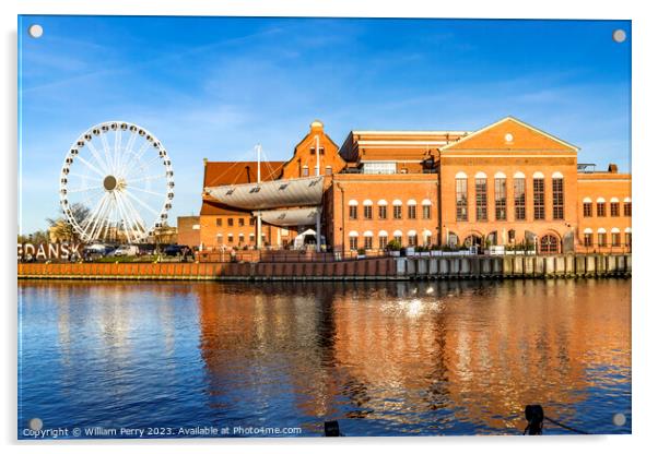 Ferris Wheel Concert Hall Inner Harbor Motlawa River Gdansk Pola Acrylic by William Perry