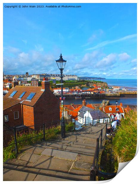 Whitby's 199 steps Print by John Wain