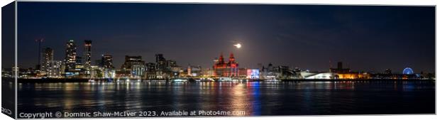 Moonrise over Liverpool waterfront Canvas Print by Dominic Shaw-McIver