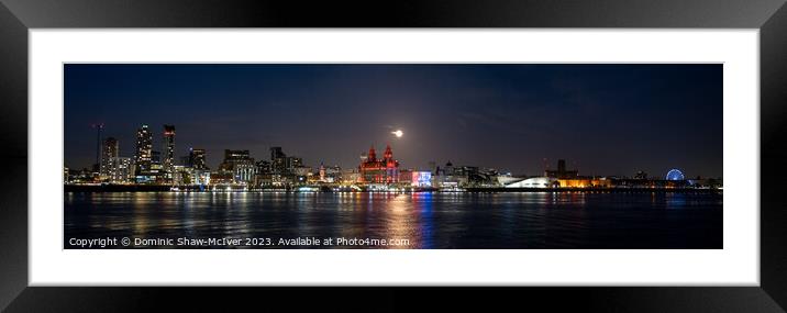 Moonrise over Liverpool waterfront Framed Mounted Print by Dominic Shaw-McIver
