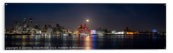 Moonrise over Liverpool waterfront Acrylic by Dominic Shaw-McIver