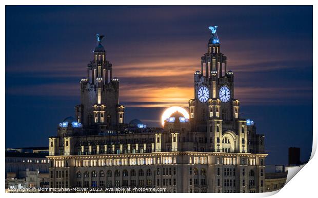 Moonrise over the Liver Building Print by Dominic Shaw-McIver