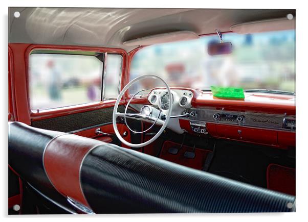 Chevrolet Bel Air Interior Acrylic by Nigel Bangert