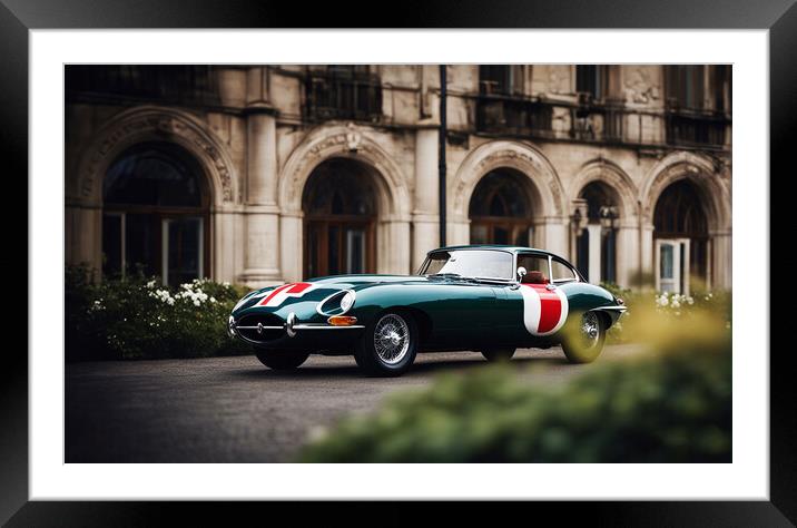 Historic Jaguar E-type Framed Mounted Print by Guido Parmiggiani