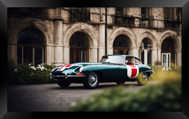 Historic Jaguar E-type Framed Print by Guido Parmiggiani