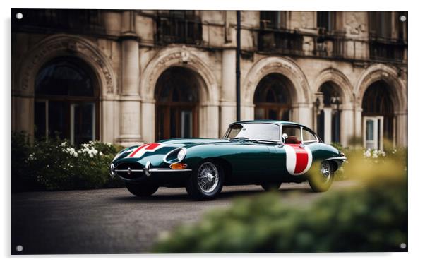 Historic Jaguar E-type Acrylic by Guido Parmiggiani