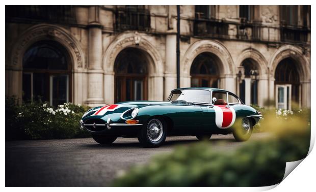 Historic Jaguar E-type Print by Guido Parmiggiani