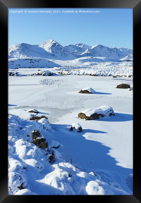 Scotland, Black Mount from Loch Ba in snow Framed Print by Howard Kennedy