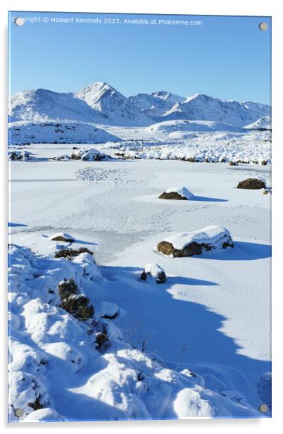 Scotland, Black Mount from Loch Ba in snow Acrylic by Howard Kennedy