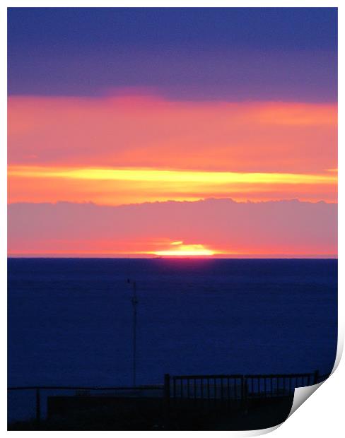 Sunset at Woolacombe Print by Joanne Crockford