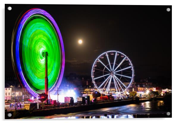 The Whitesands funfair Dumfries & Galloway  Acrylic by christian maltby