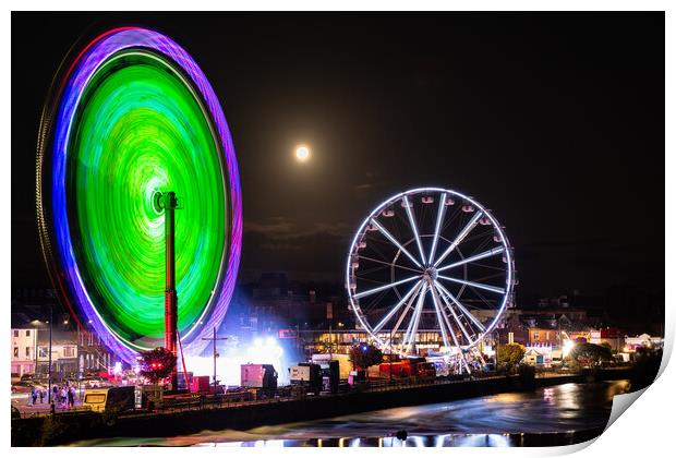 The Whitesands funfair Dumfries & Galloway  Print by christian maltby